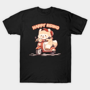 Cartoon Dog Rides Motorcycle to Fun T-Shirt